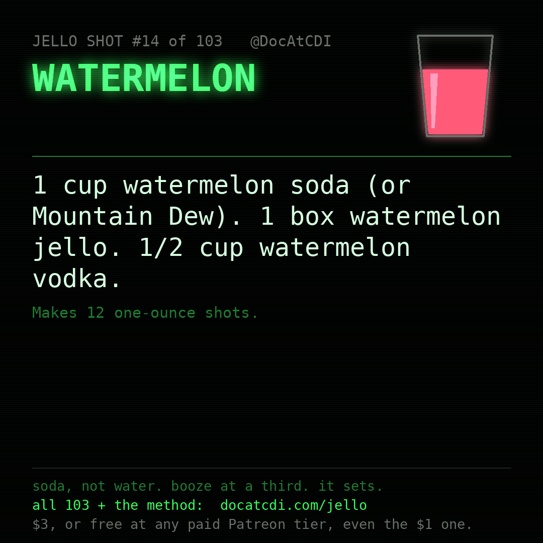 Watermelon jello shot recipe card