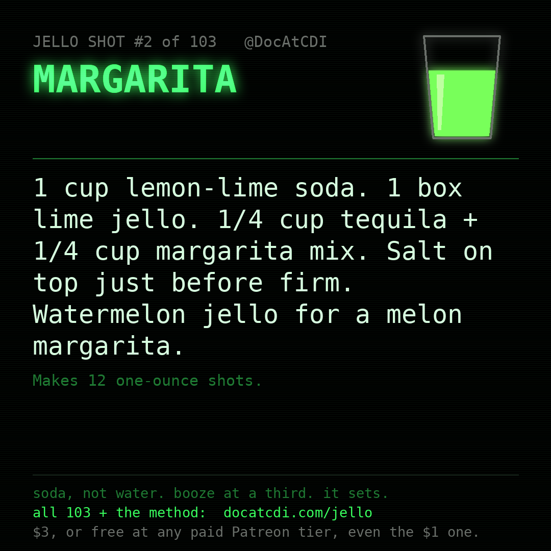 Margarita jello shot recipe card