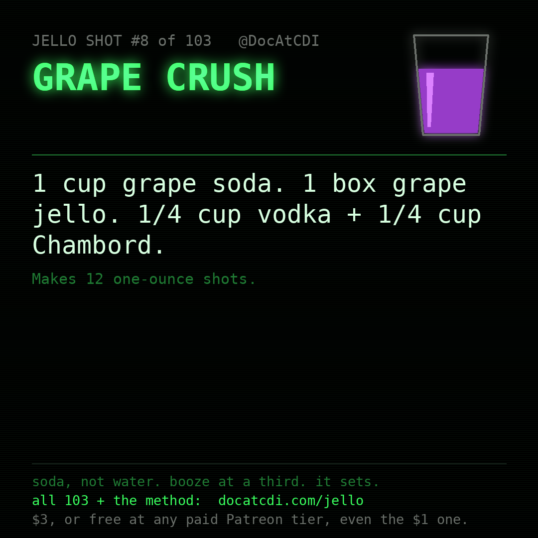 Grape Crush jello shot recipe card